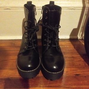 Black Platform Combat Boots